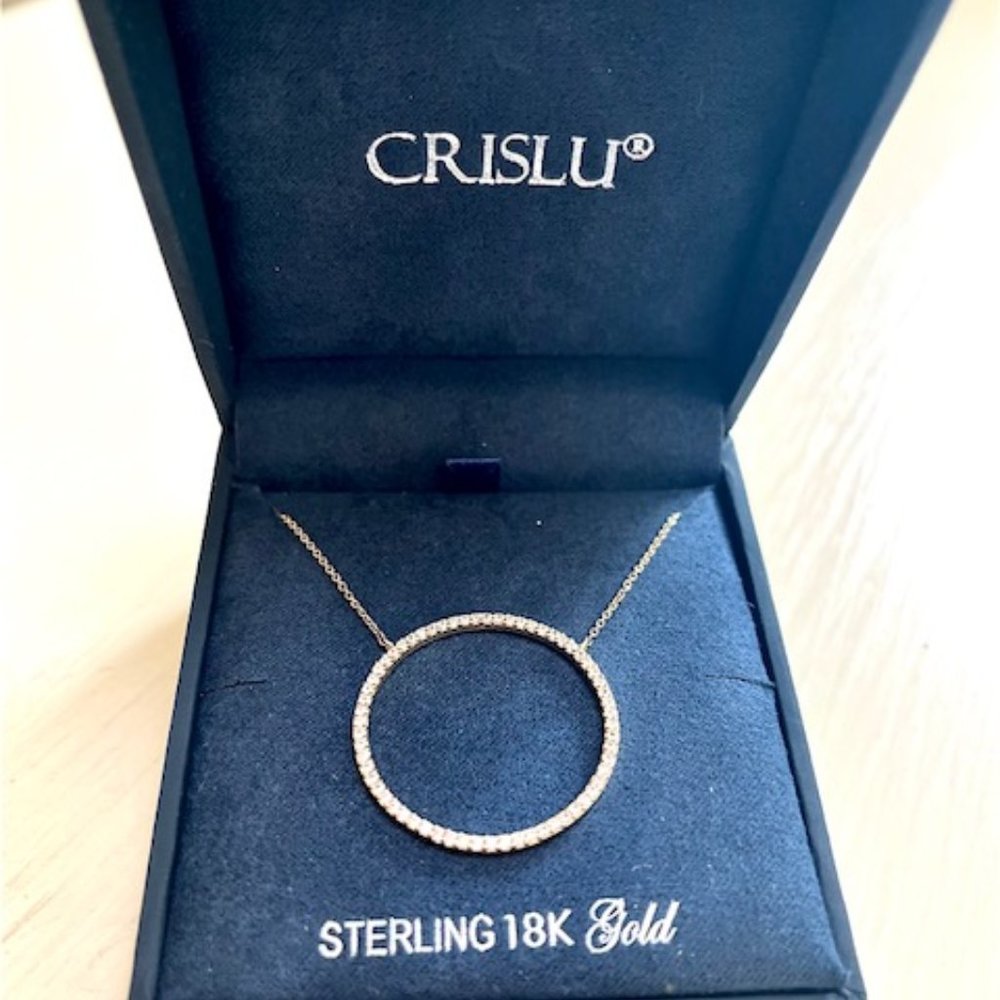 Crislu Open Pave Circle Necklace in 18kt Yellow Gold
